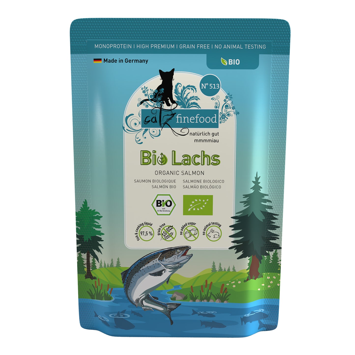 catz finefood BIO No. 513 – organic salmon (85g x 12)